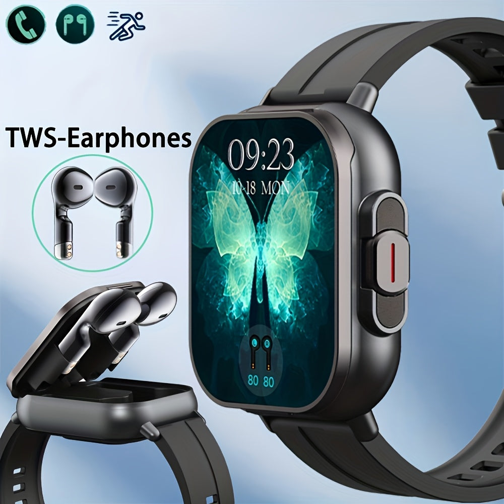 2-in-1 Smartwatch Earbuds Combo Steel & Mesh Strap for Men – Music Control Multiple Sports Modes Activity Tracking Black Silver Rose Gold Black Gold Smart Watch Earphone Gift
