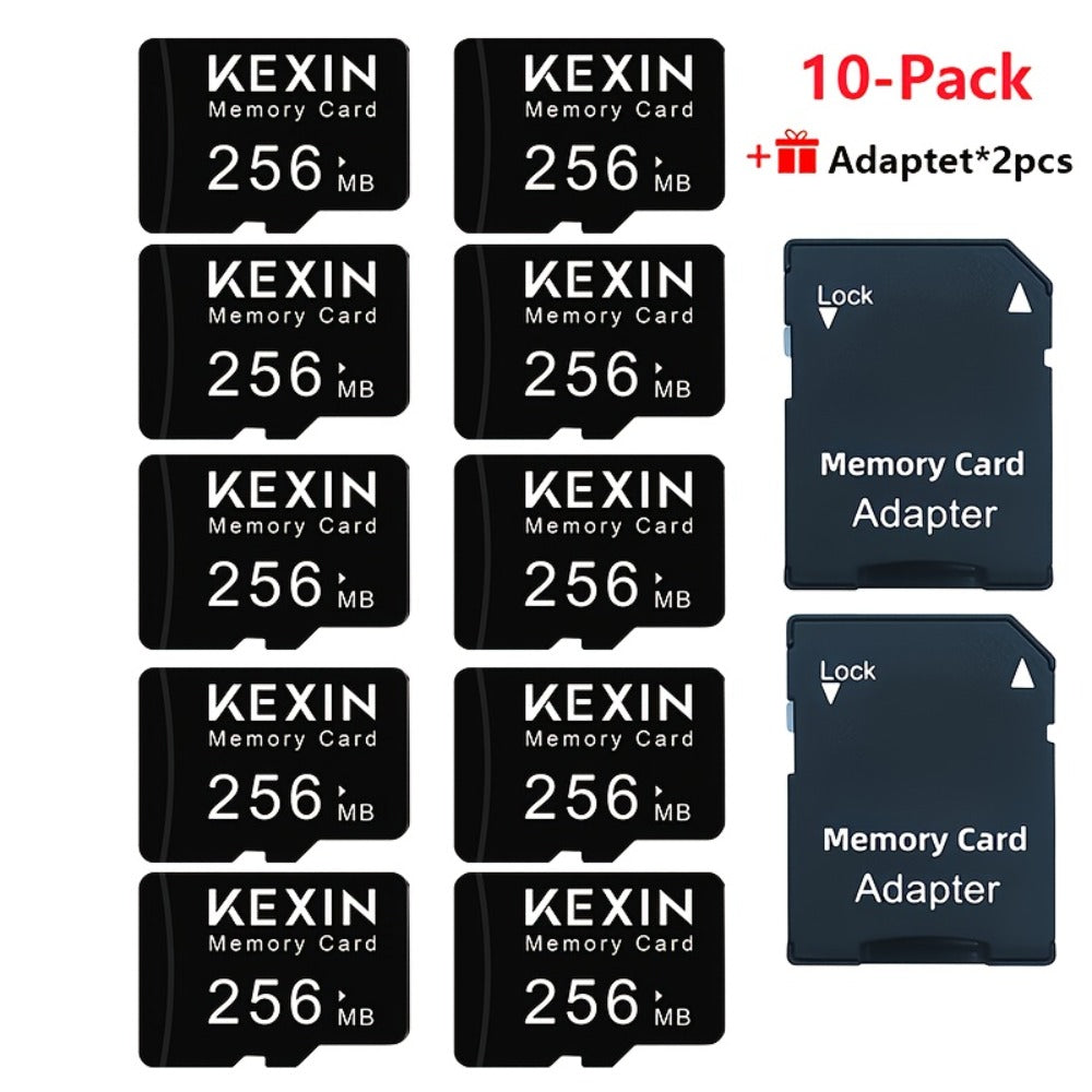 256MB Micro SD Card 10 Pack with SD Adapter, KEXIN High Speed TF Memory Cards Bulk Set for Car Audio, Dash Cam, Camera, Smartphone, Tablet, Game Console, PC – Compact Flash Storage Multi-Device