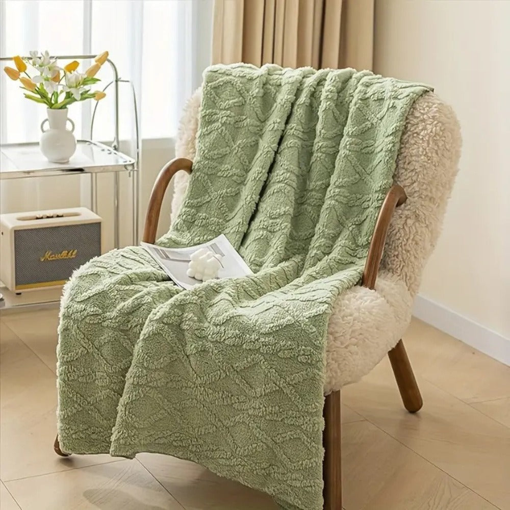 3D Plush Dense Weave Fleece Blanket – Ultra-Soft Warm Throw for Bed, Couch, Travel & Outdoor, Air-Conditioning Friendly, 3 Colors, 2 Sizes