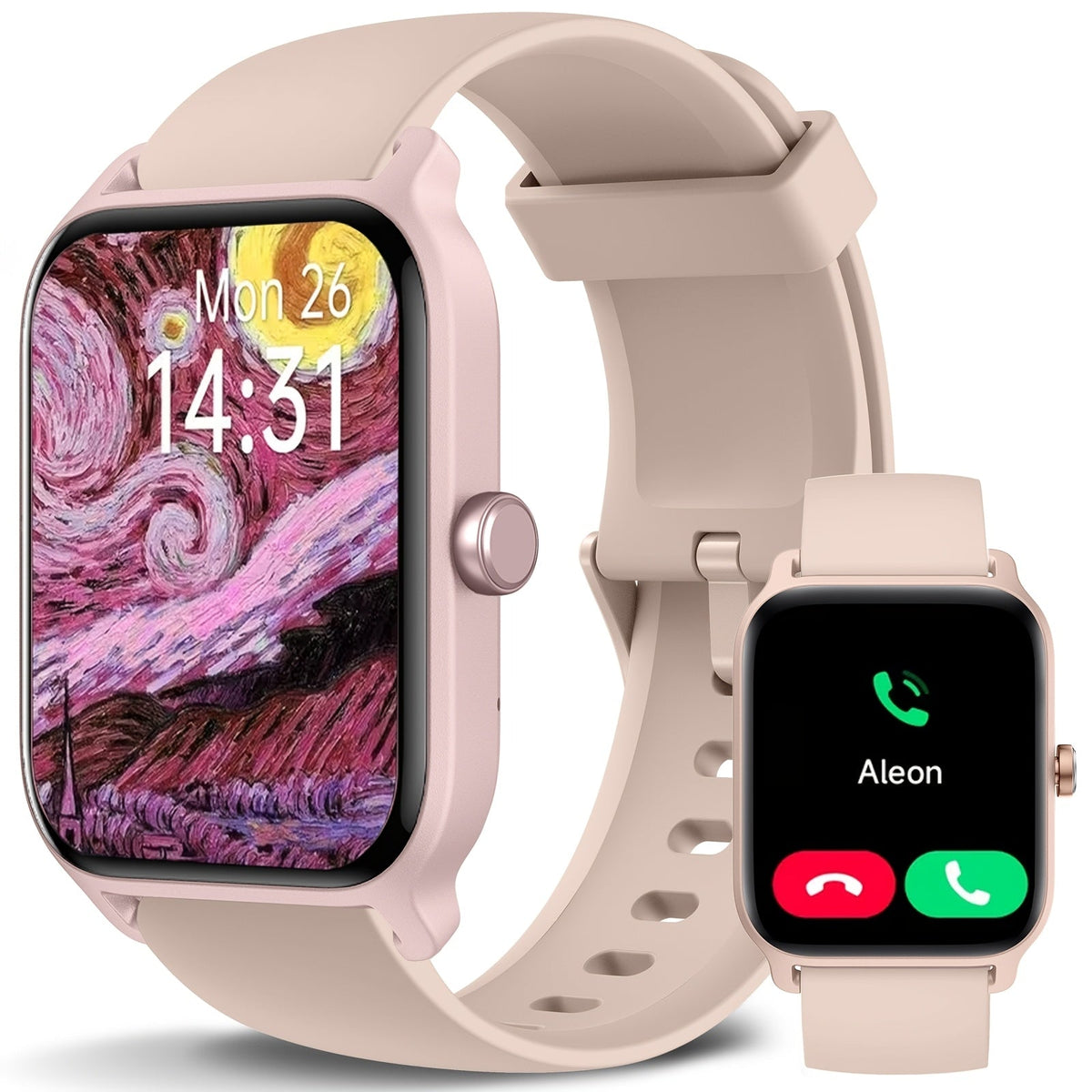 Smartwatch with Built-in Alexa FAWEIO 1.8" HD Touch Screen, Bluetooth Calling, 100+ Sport Modes, Fitness Tracker Heart Rate Sleep Monitor, Compatible with iPhone & Android – Smart Watch for Women Men 14 Colors