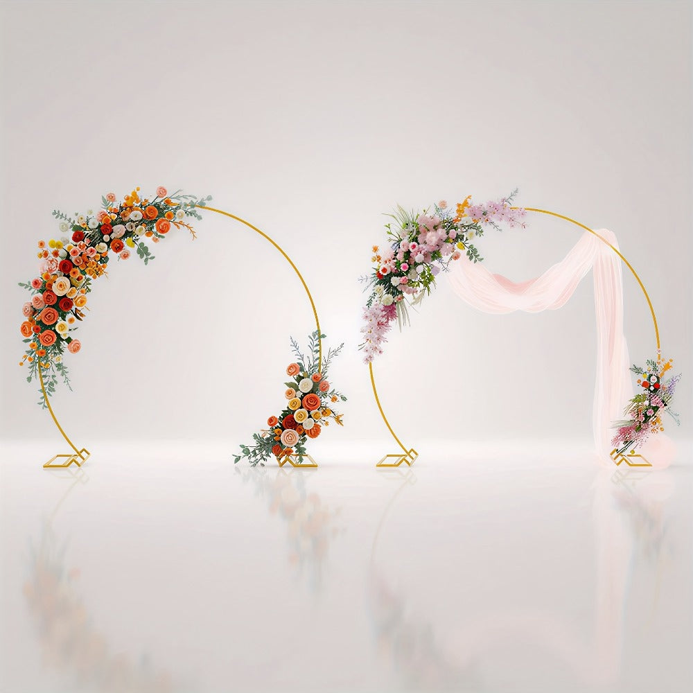 Balloon Arch Stand 8FT Round & Square Background Frame Reusable Event Decoration for Wedding Birthday Valentine's Day Party Christmas Garden Backdrop Photo Booth Decor