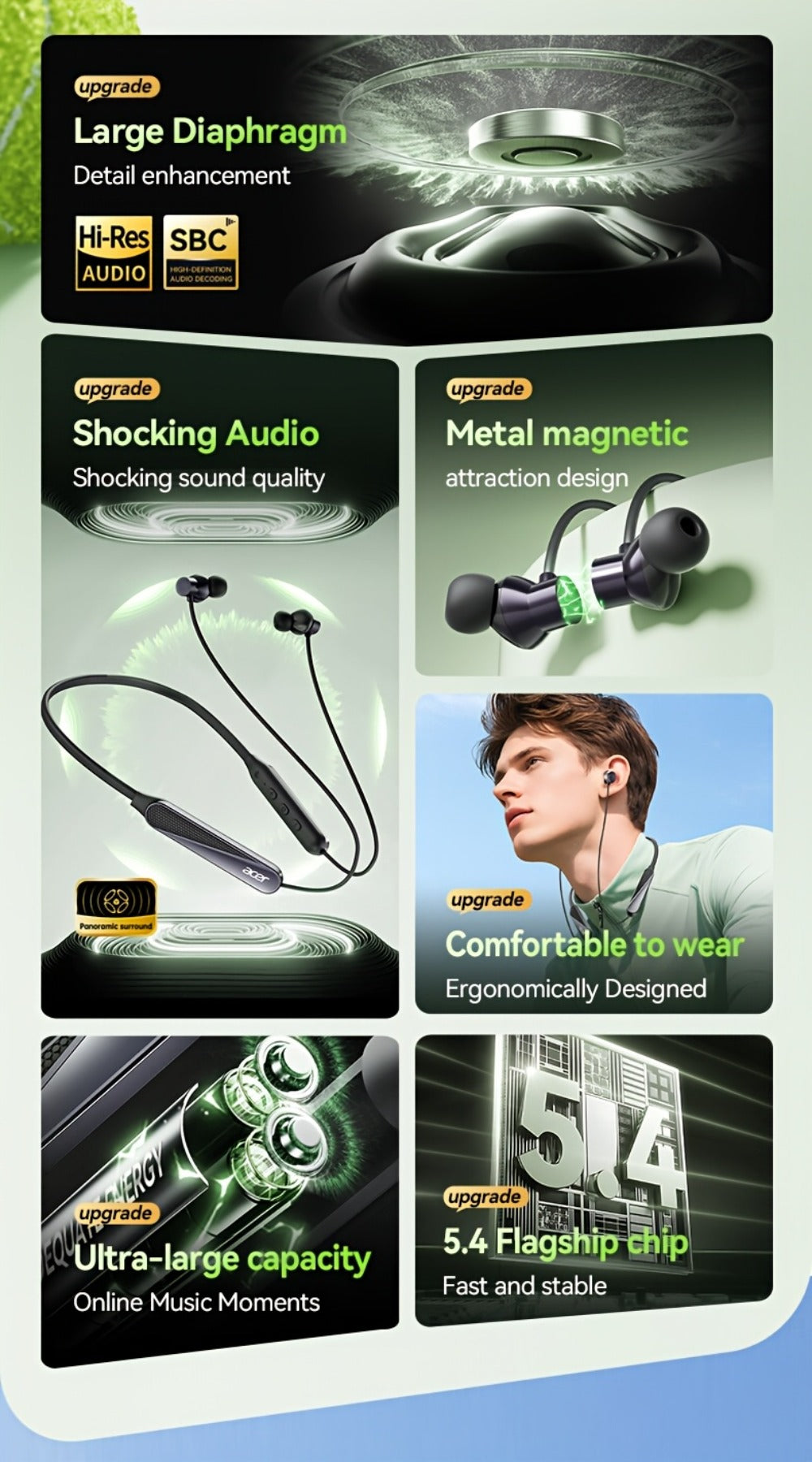 Acer TWS Wireless Earbuds Gaming Mode Low Latency, Noise Isolation Stereo Sound USB-C Charging Long Battery Life, Compatible with iPhone Android Smartphones Tablets for Gaming Workouts Flights Travel