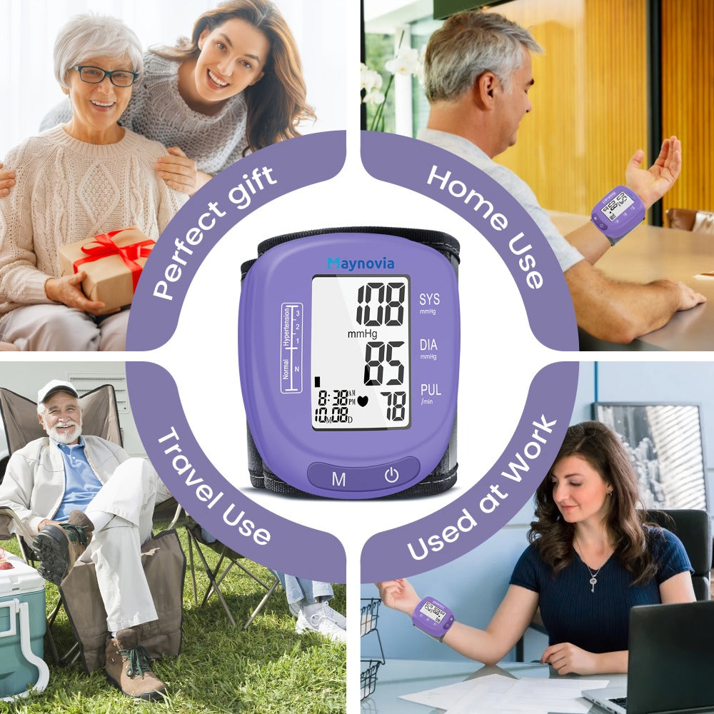 Blood Pressure Monitor Wrist Cuff with Oximeter Fingertip – Digital BP Machine Home Use, 120 Memory, Portable Case & Battery Included, Fully Automatic Hypertension Tracker