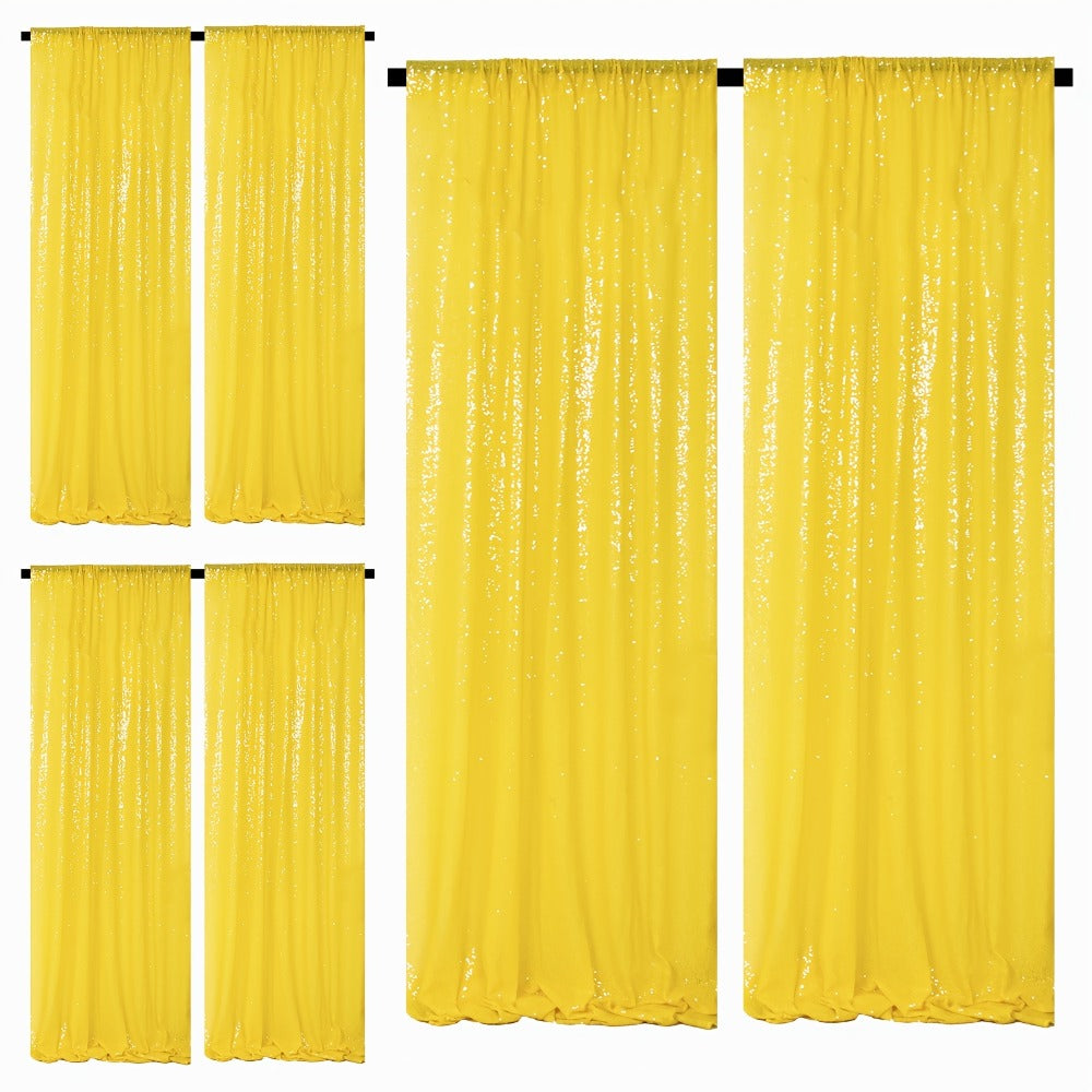 Sequin Backdrop Curtains 2FTx8FT Glitter Photography Background Panels for Party Wedding Birthday Stage Decoration Gold Yellow Shimmer Curtain Set 4 6 10 Panels Available