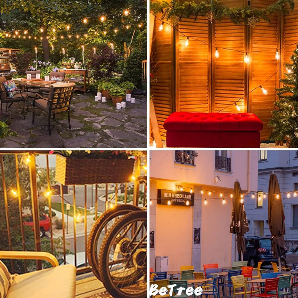 Patio String Lights 100FT ST38 Edison Bulbs Shatterproof – 2700K Warm White Dimmable Connectable Outdoor Hanging Lights with Hooks for Patio Garden Wedding Bistro Party Christmas Decor