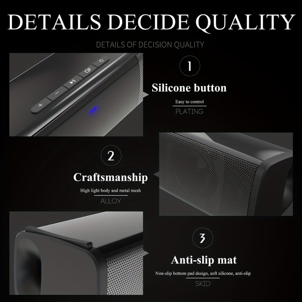 13-Inch Wireless TV Soundbar Speaker with Surround Sound, Bluetooth TWS Stereo Pairing, TF AUX FM USB Inputs, Easy Setup for Smart TV, PC, Projector – Home Theater Sound Bar for Movies, Gaming & Holiday Entertaining