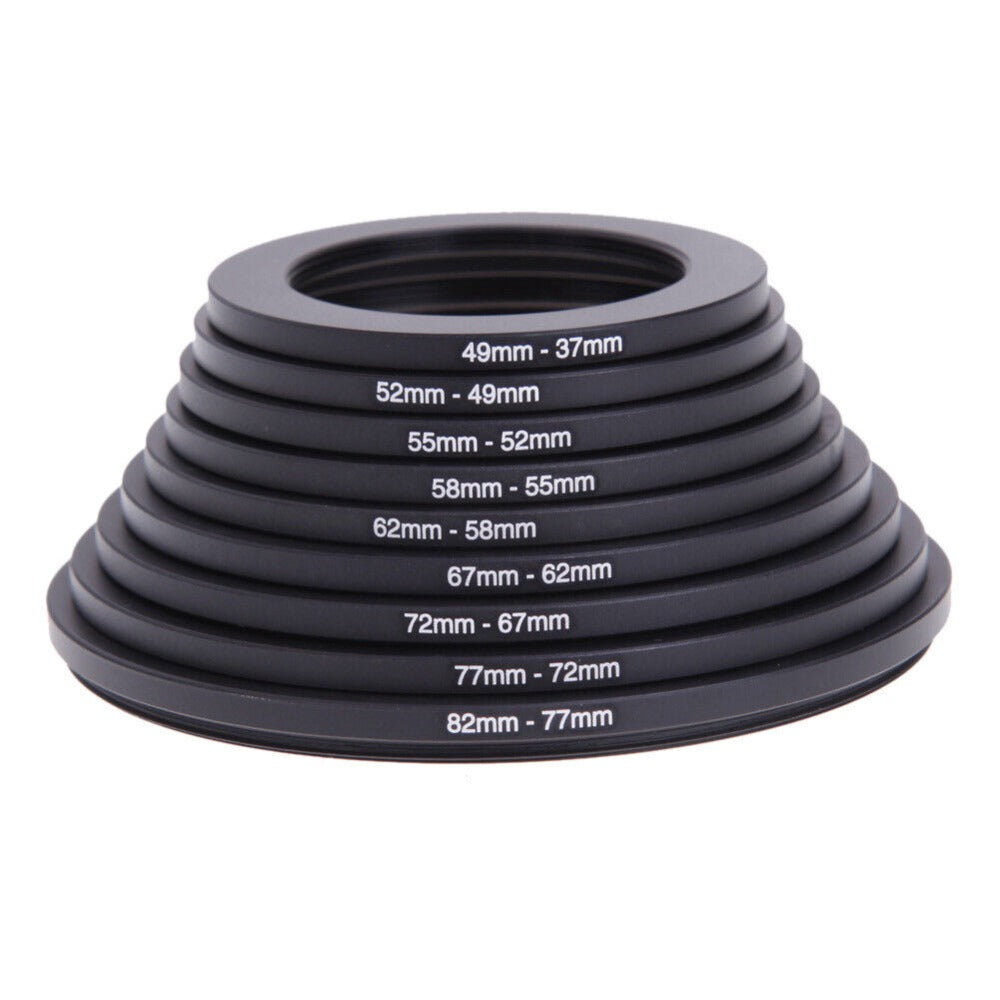 Step-Up Step-Down Lens Filter Adapter Rings 18pcs Set for DSLR Camera 37-82mm Aluminum Alloy Filter Ring Kit Compatible with Canon Nikon Sony Lenses