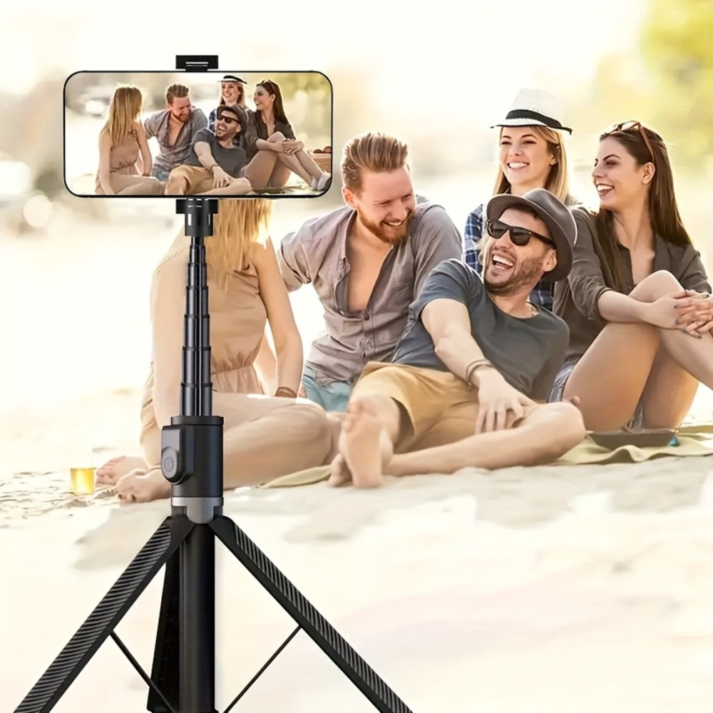 67 Inch Selfie Stick Tripod Retractable Floor Stand with Wireless Remote & 360° Rotation – Anti-Shake Portable Phone Tripod for Live Streaming, Travel Vlogs & Outdoor Filming, iPhone & Android