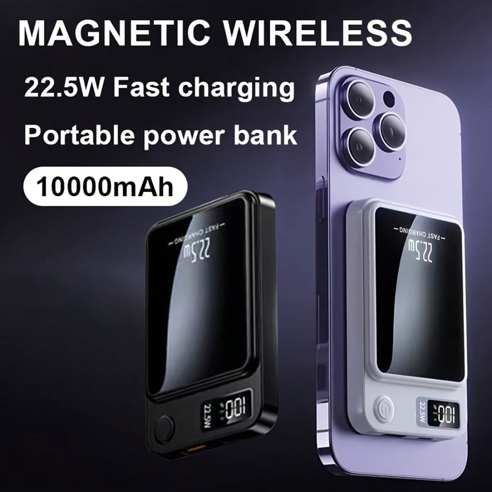 Magnetic Power Bank 10000mAh MagSafe Compatible Wireless Portable Charger PD20W 22.5W Fast Charging LED Digital Display USB-C iPhone 15 14 13 12 Android 4 Colors