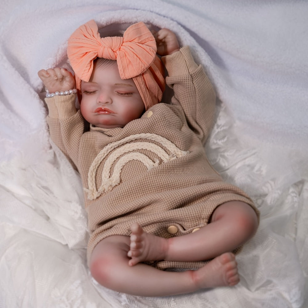 20-Inch Sleeping Reborn Baby Doll with Soft Cloth Body and Feeding Set