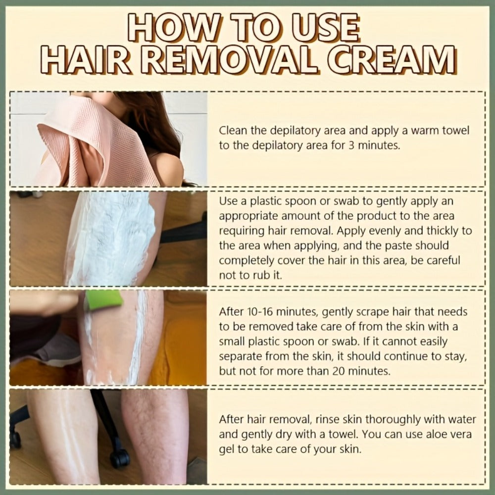 Hair Removal Cream with Coconut Squalane Instant Semi-Permanent Results Up to 3 Months – Non-Irritating Residue-Free Depilatory for Face Lips Armpits Legs Arms Bikini Area Unisex 100g
