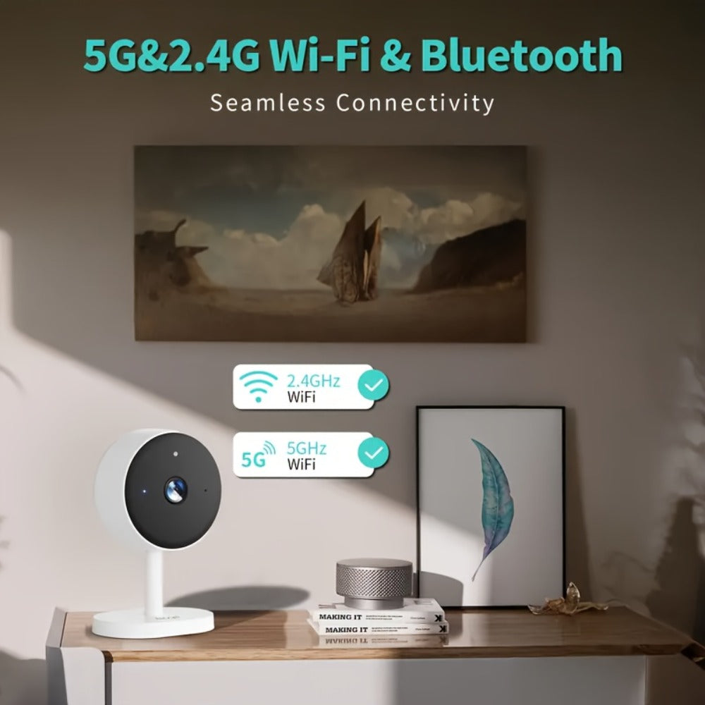 2K 3MP Card-Style WiFi Security Camera Indoor 5G & 2.4G Dual Band Night Vision Motion Detection Two-Way Audio Alexa Google Home Compatible Cloud & SD Card Storage CW1303