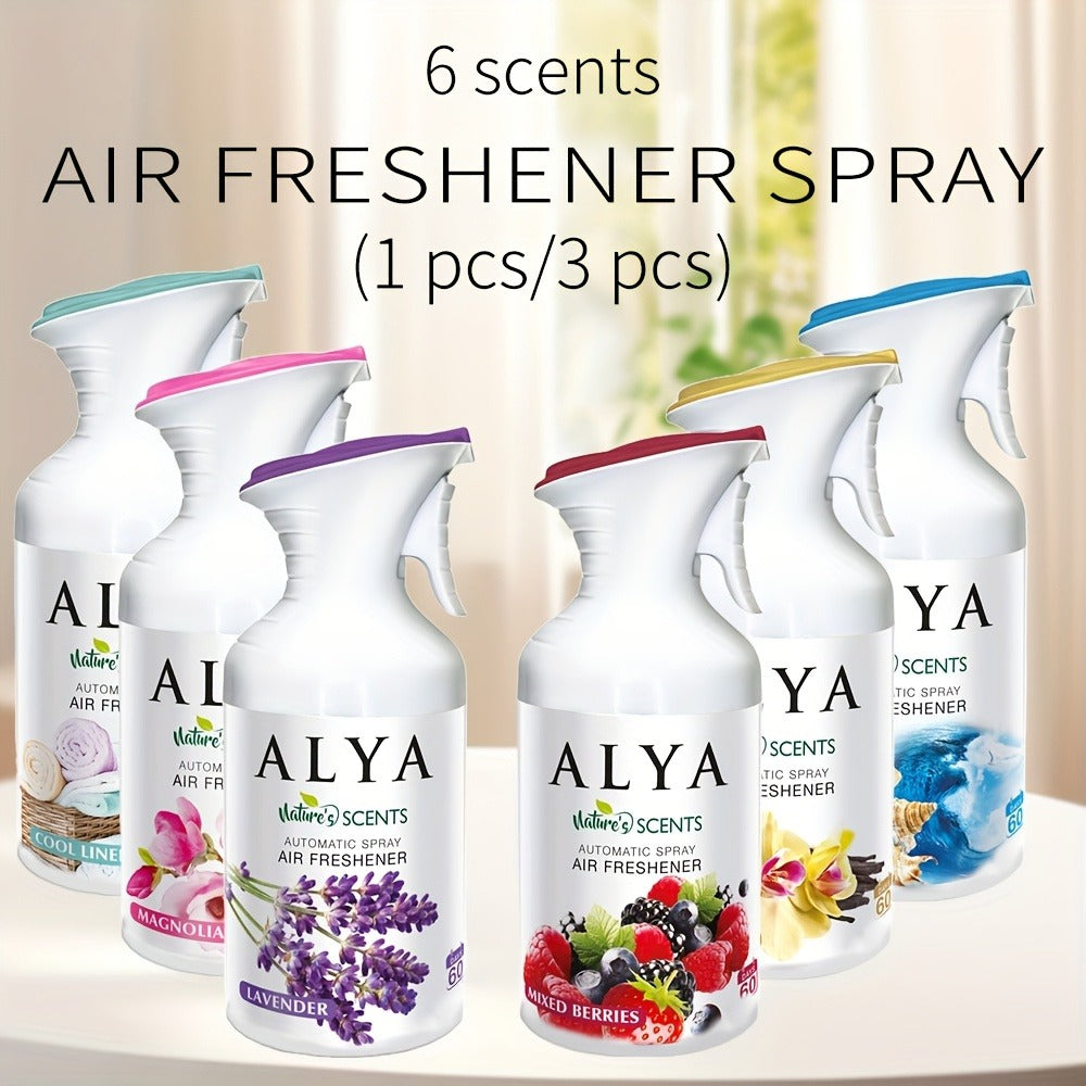 Air Freshener Spray 8.45 oz Aromatherapy Room Spray 1pc or 3pc - 6 Scents Lavender, Vanilla, Cool Linen, Ocean, Mixed Berries & Magnolia, Odor Eliminator for Home, Car, Office, Bathroom, Fabric & Closet