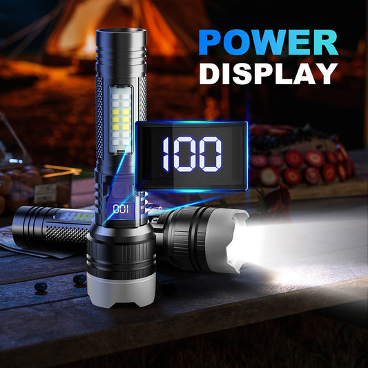 Rechargeable LED Flashlights, 2-Pack with USB-C Charging and COB Side Light