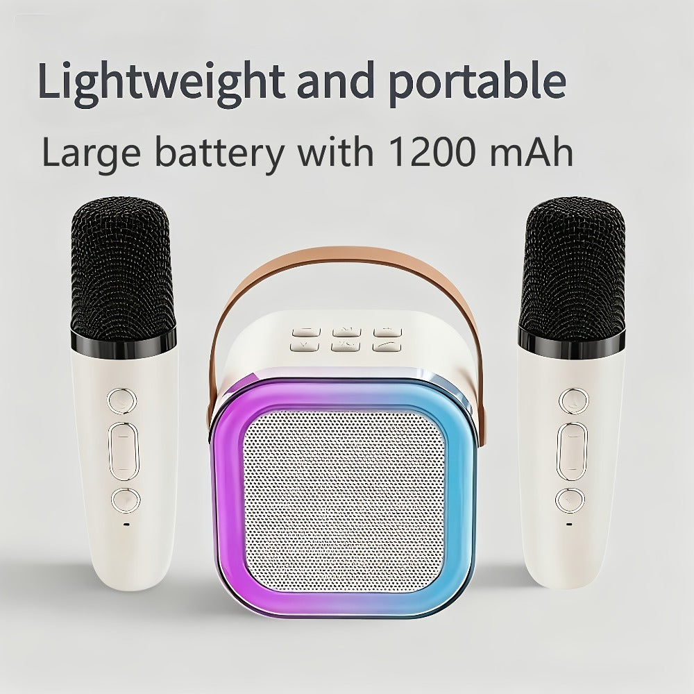 Karaoke Speaker Set with 2 Wireless Microphones & 1200mAh Battery – 3-Piece Portable KTV Party Bundle, Perfect Gift for Family Gatherings, Birthdays & Friends