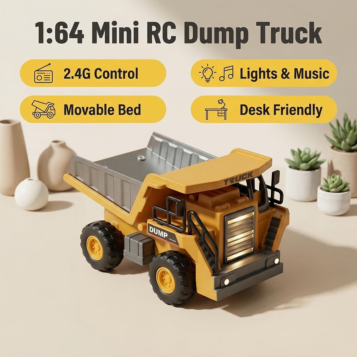 RC Construction Truck – 1:24 Scale Alloy Remote Control Bulldozer, Dump Truck & Excavator Toy