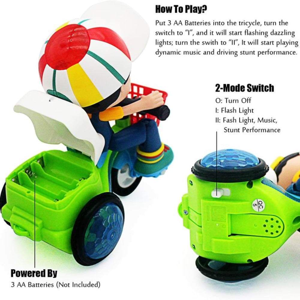 Kids Electric Tricycle Toy Motorcycle with 360° Rotation and Luminous Lights