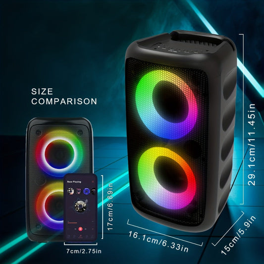 Portable Bluetooth Speaker KTS-1265 with Dual Speakers, RGB Lights & USB-C Charging