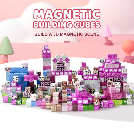 100-Piece Pink Forest Park Magnetic Building Block Set