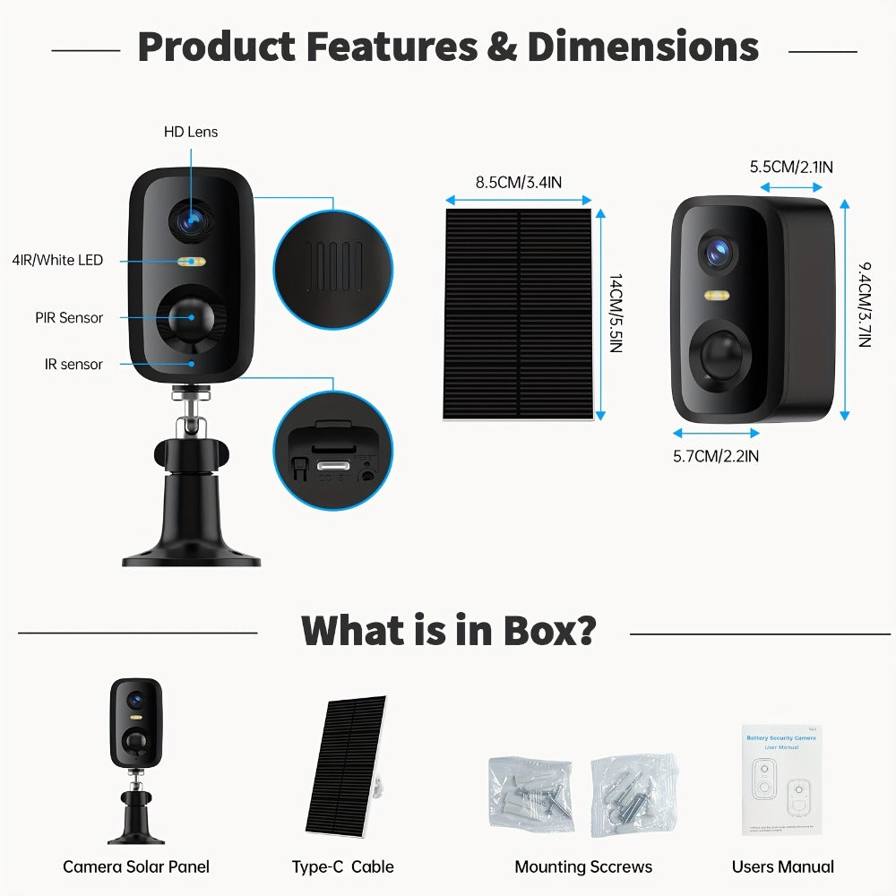 Solar WiFi Security Camera Indoor Outdoor – Dual Band 5G & 2.4GHz, Wire-Free Home Surveillance, Pet & Baby Monitor, Smartphone App Control, Rechargeable Solar Powered by Wesecuu