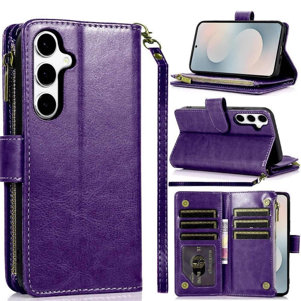 Wallet Case for Samsung Galaxy S25 FE – Luxury Leather Zipper Card Holder ID Window Money Pocket Folio Flip Cover, Slim Protective Phone Case with Card Slots for Galaxy S25 FE Women Men