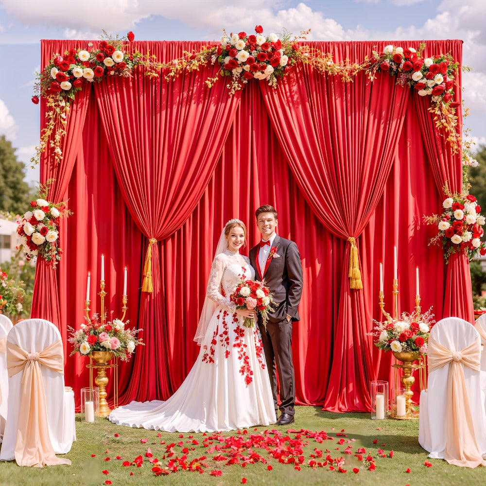 Photography Backdrop 4-Pack 5x10ft Polyester Spandex Background Cloth | Wrinkle-Resistant, Soft & Smooth with Pole Pockets | Wedding, Birthday, Banquet, Party & Event Decoration Curtains