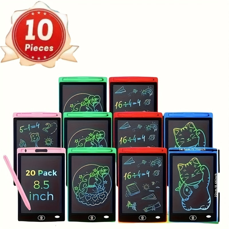LCD Doodle Board Bulk Pack 10 or 20 Pack – 8.5 Inch Reusable Erasable Drawing Tablet for Kids Ages 3-8 | Colorful Educational Toy | Classroom Party Favor Birthday Gift