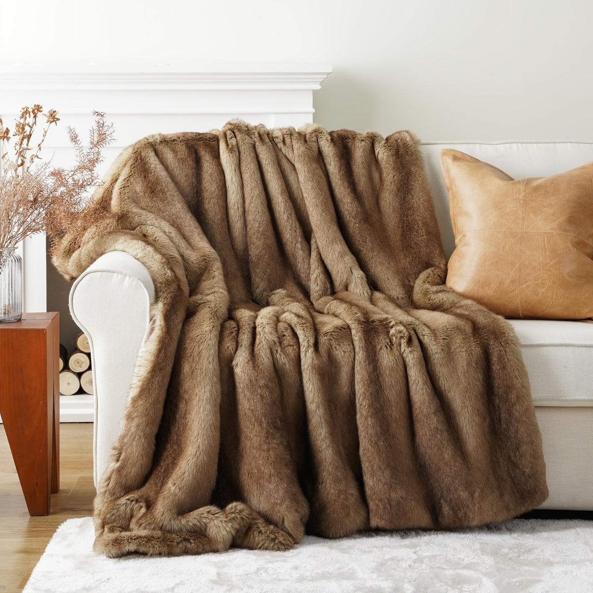 Long Hair Fluffy Reversible Plush Velvet Throw Blanket – 300-350gsm Soft Elegant Throw for Couch & Bed, 6 Colors, 2 Sizes