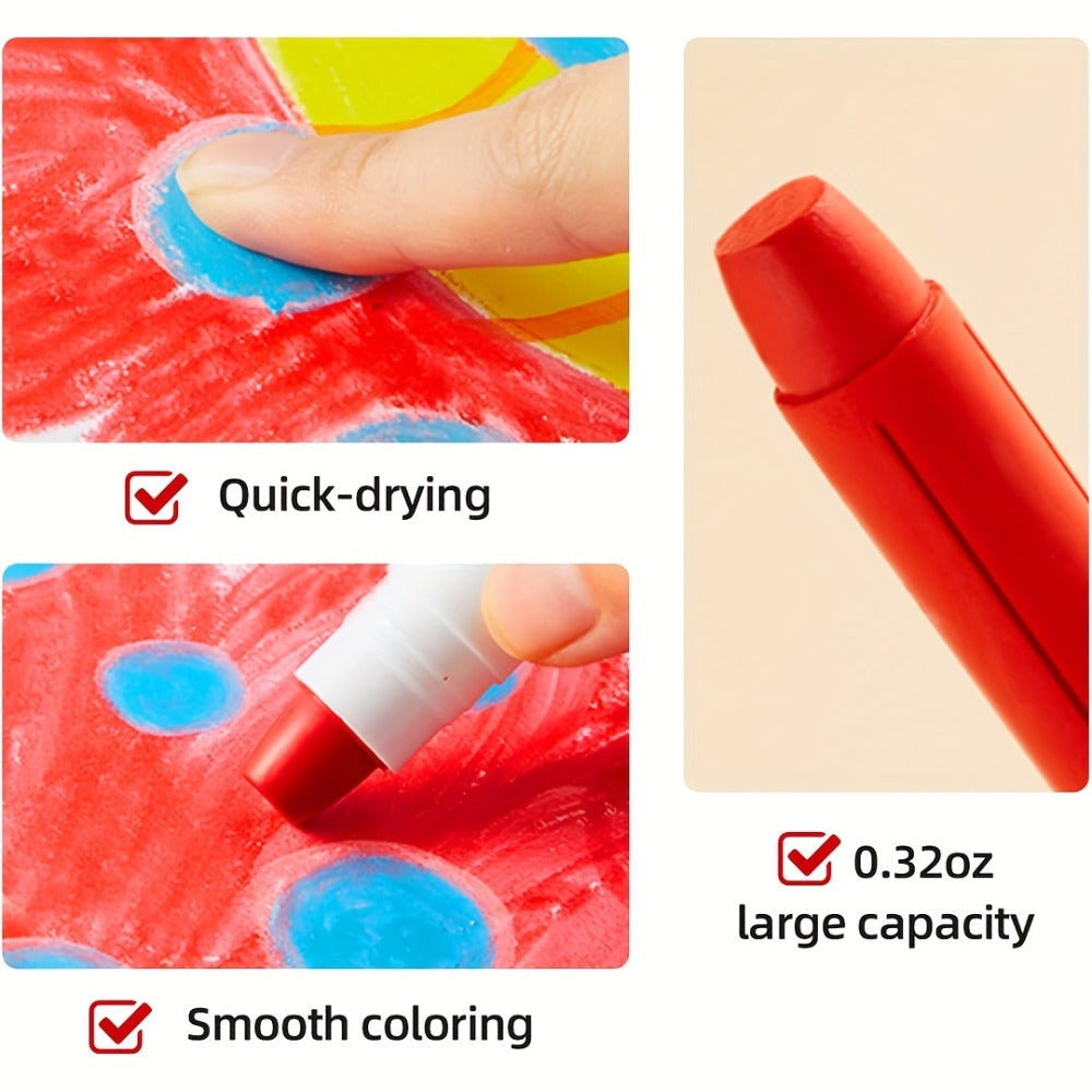 Silky Crayons 24 Colors Washable Quick-Dry Non-Toxic Jumbo Crayon Set for Kids Toddlers Artists Drawing Coloring Art Supplies Birthday Gift School Supplies