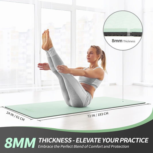 TPE Yoga Mat, Non-Slip 72 x 24 x 0.31 Inches with Carrying Strap