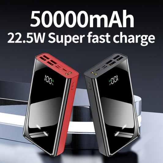 50000mAh Portable Charger Power Bank with LED Flashlight, Digital Display & Multi-Port Fast Charging – Heavy-Duty Battery Pack for Camping, Travel, Emergency, Laptops & Multiple Devices, Black/Red