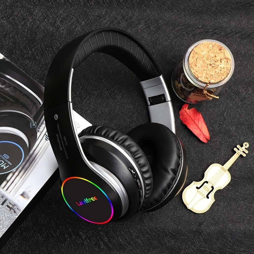 Wireless Headphones Deep Bass Foldable Lightweight Built-in Mic 3.5mm Wired Stereo Sound Type-C Charging for Travel Work Laptop iOS Android Red White