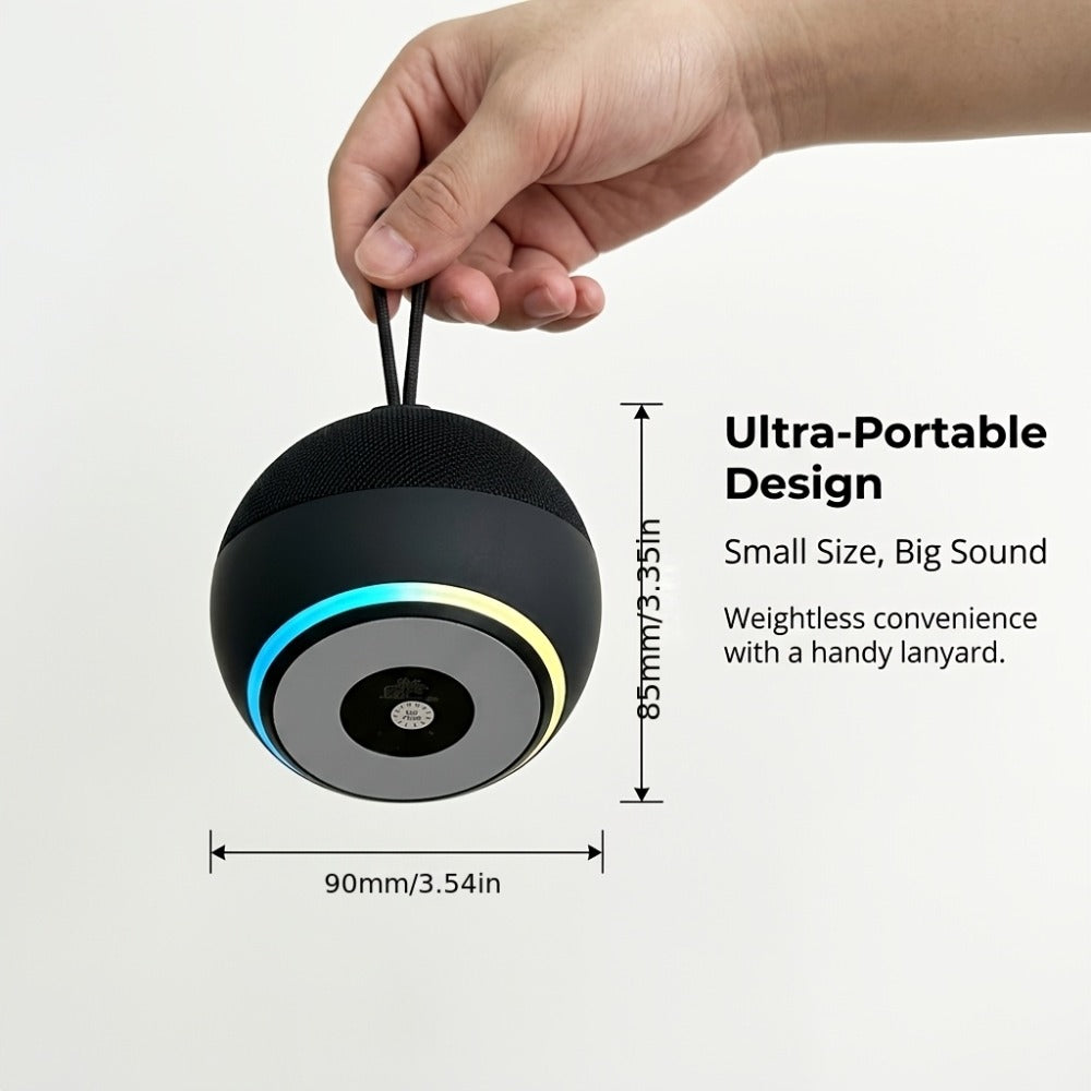 Spherical Bluetooth Speaker with RGB LED Light – Wireless Subwoofer, TWS Stereo Pairing, Portable Base, 360° Surround Sound, Globe Shape Wireless Speaker for Home, Desktop & Holiday Gifts