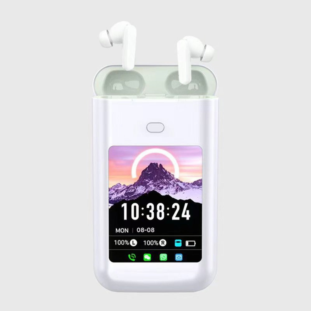5000mAh Battery Wireless Earphones 3-in-1 HiFi Stereo LED Touch Screen Multiple EQ Modes Rechargeable Multimedia Earbuds for Travel Outdoor Work Black White