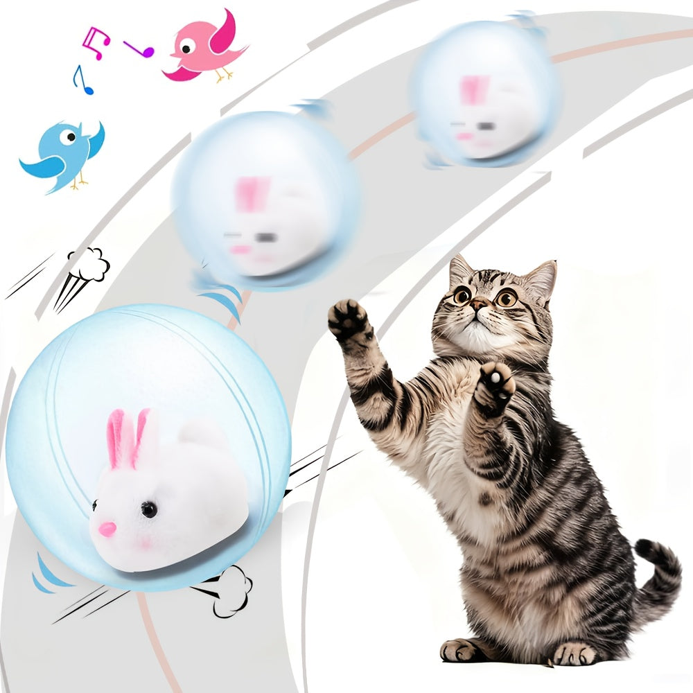 Interactive Cat Toy Ball - Automatic Motion Activated Rolling Toy for Indoor Cats and Dogs, Rechargeable Electric Moving Ball with Rabbit & Squirrel Design, Stimulating Play for Bored Cats, Small Medium Large Pets