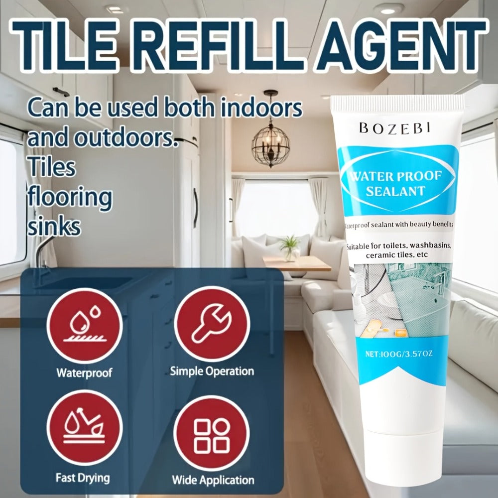 Waterproof Tile Grout Sealant Gap Filler for Kitchen & Bathroom – Odorless Strong Adhesive Tile Refill Agent for Sink Floor Wall Cracks, White 100g (3-Pack)
