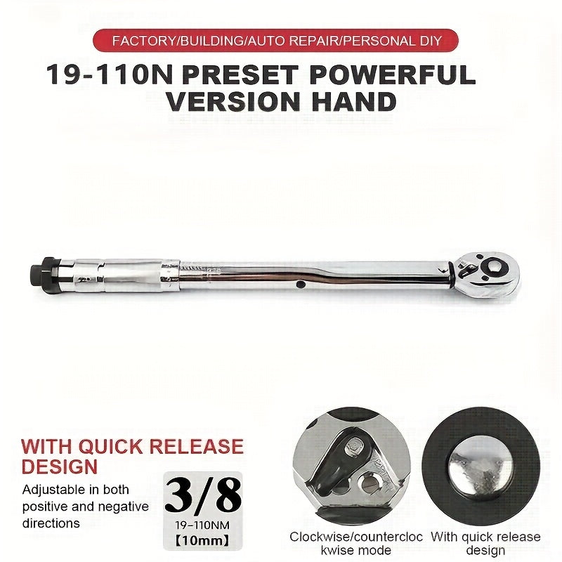 Torque Wrench Adjustable Drive 3/8" & 1/2" - Preset Click Torque Wrench for Automotive, Bike & Bicycle Maintenance, Ratchet Wrench with Dual Scale, Accurate & Durable, Gift for Husband & Car Enthusiasts