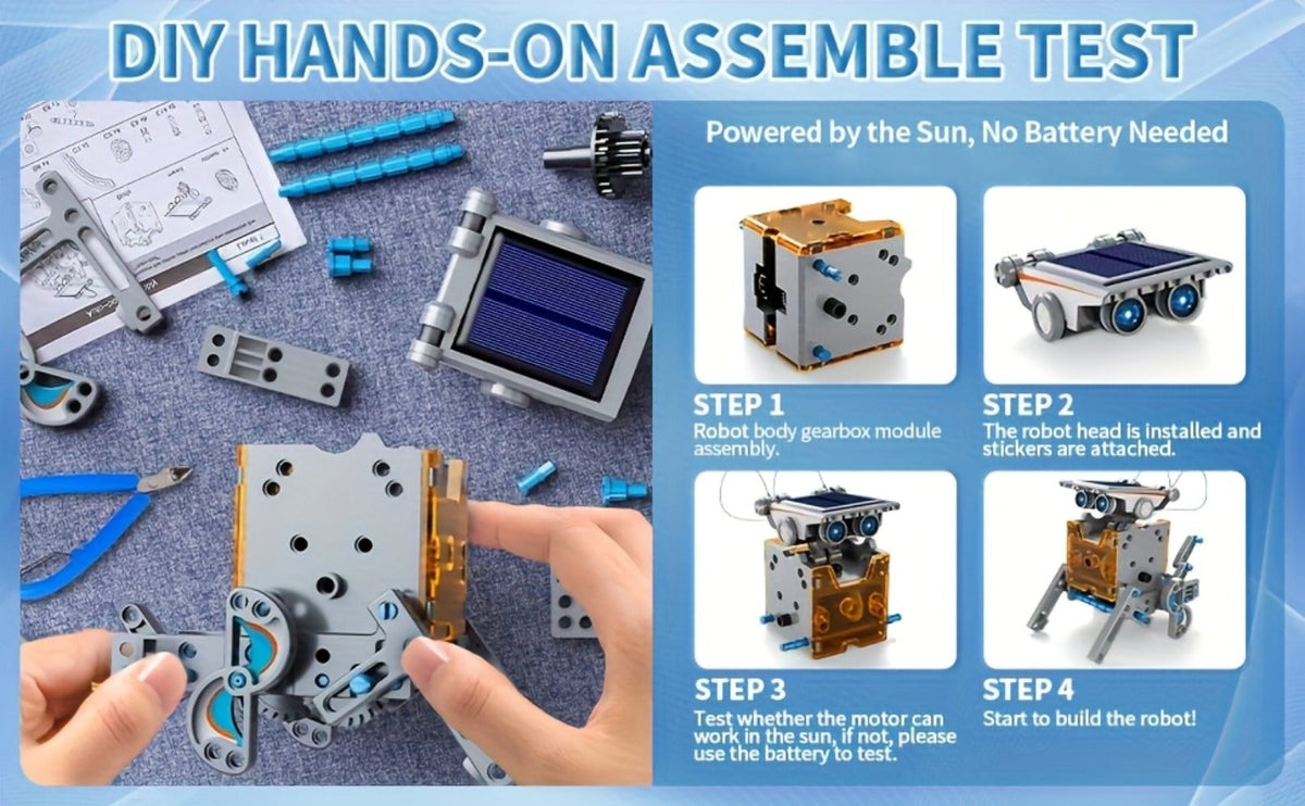 12-in-1 Solar Robot Kit for Kids Ages 8-13 – Build Your Own Solar Powered Robot, STEM Engineering Building Toy, Educational Science Experiment Gift for Boys Girls 8 9 10 11 12 13, No Batteries Needed