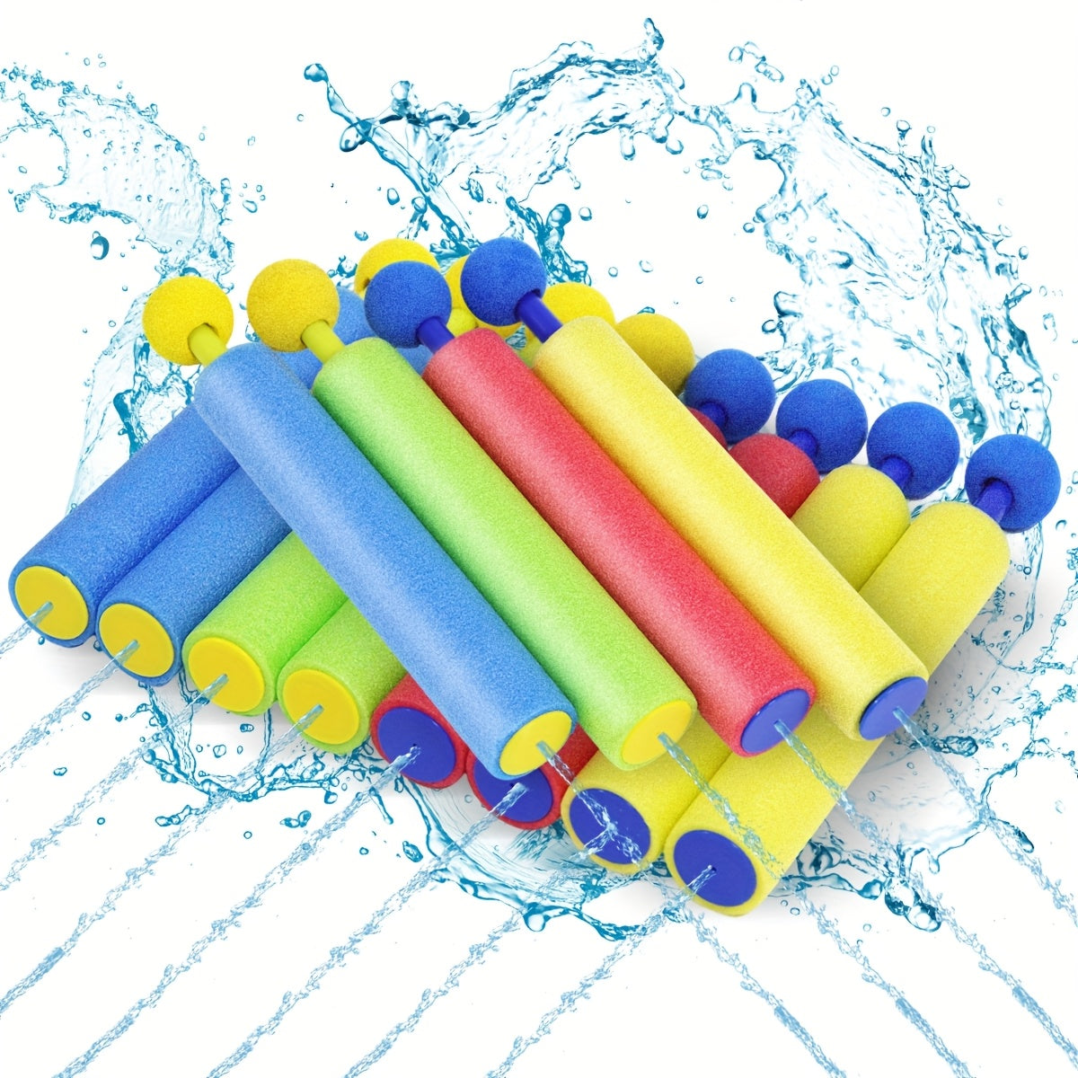 Squirt Water Gun Bulk Pack for Kids, Foam Shaft Soaker Blasters in 6, 12 or 18 Count