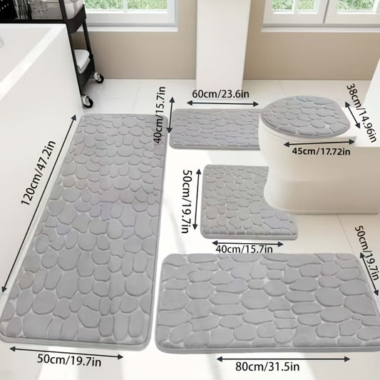 Memory Foam Bathroom Rug Set with Washable Bath Mats, 3- or 5-Piece Options