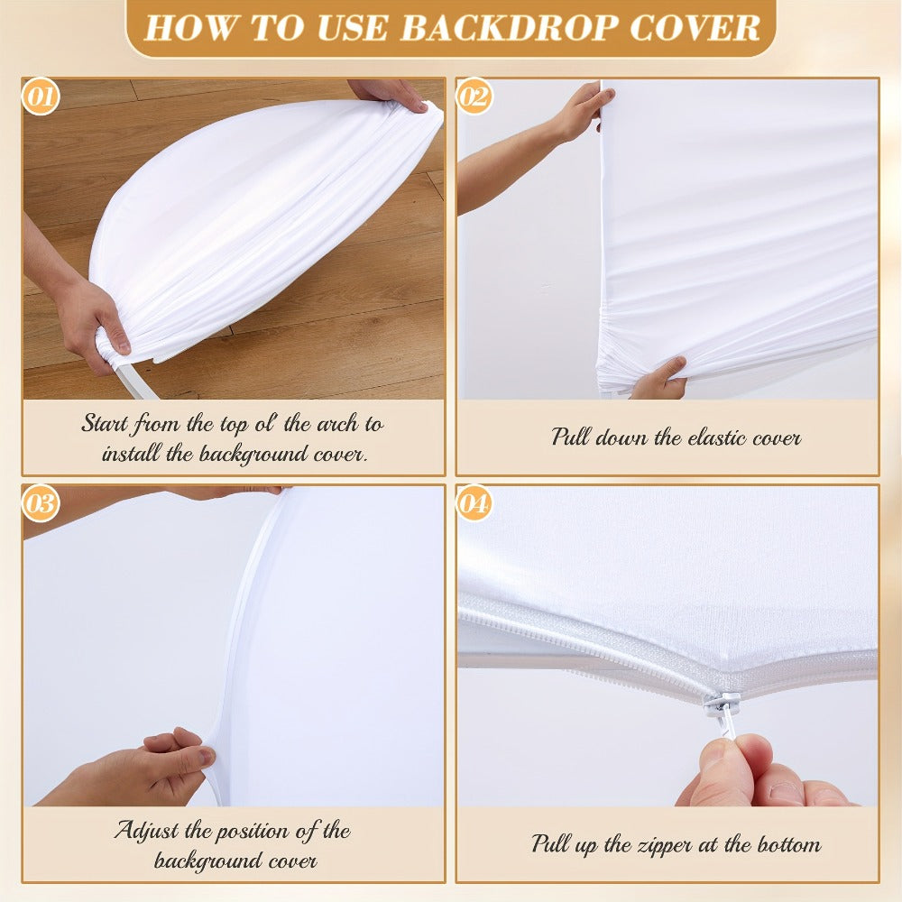 Wedding Arch Cover 2pcs Stretchable Wrinkle-Free Polyester Tight-Fit Arch Banner Covers with Zipper for Wedding Ceremony Birthday Gender Reveal Bridal Shower Graduation Party Decor