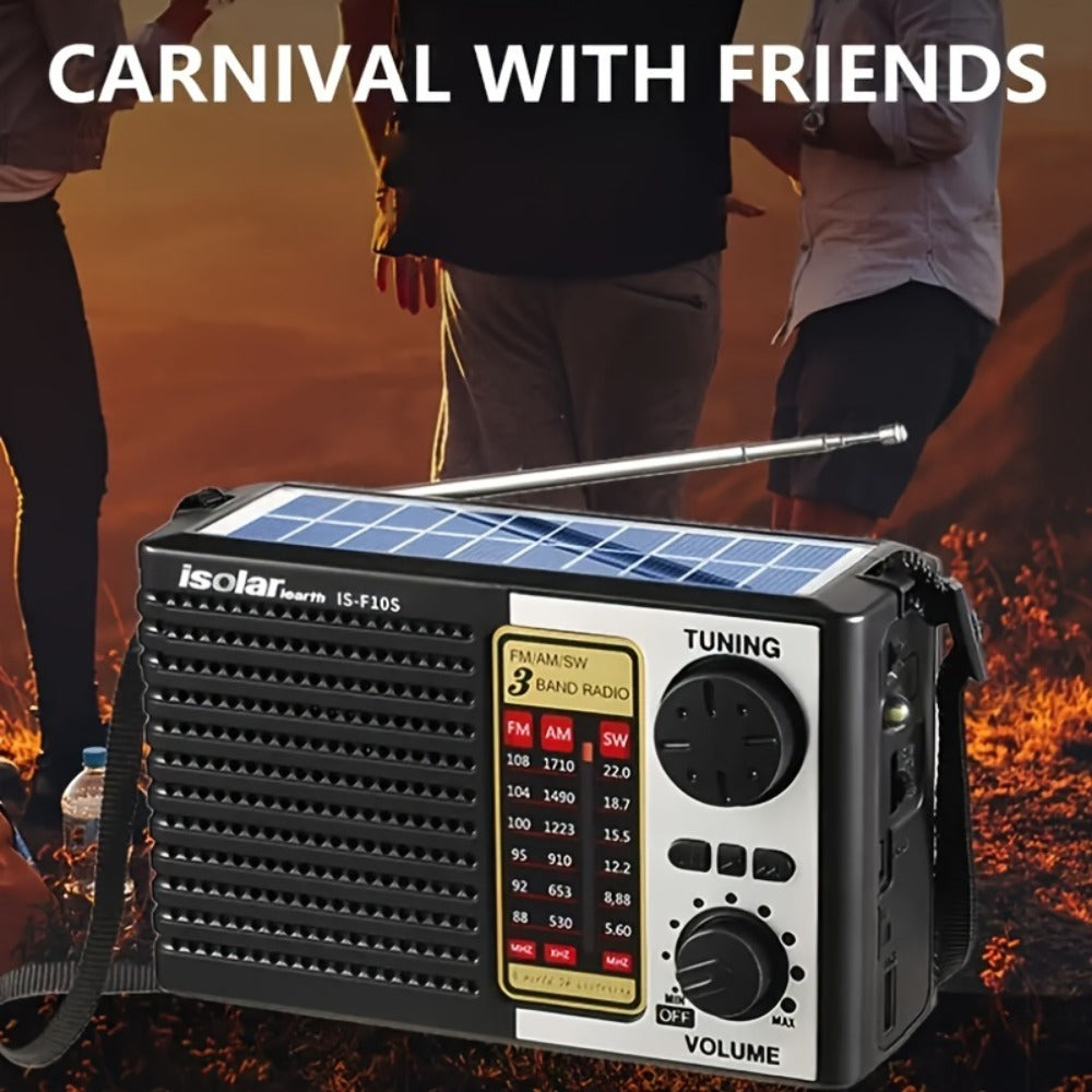 Rechargeable Solar Radio Speaker FM AM Portable Outdoor Radio with MP3 Player Flashlight Adjustable Volume for Camping Hiking Emergency Outdoor Activities Survival Gear Gift for Men