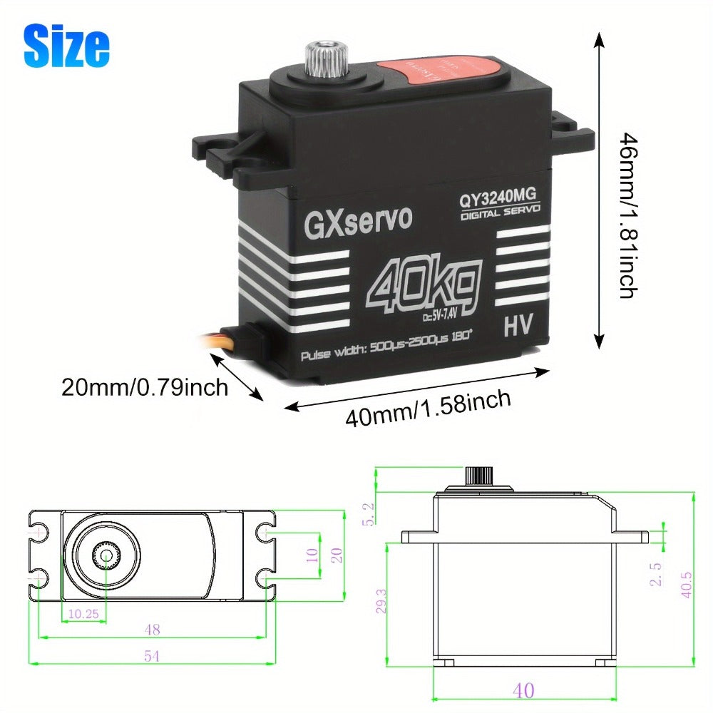 88.18 lb High-Torque Digital Servo with 180° Metal Gear