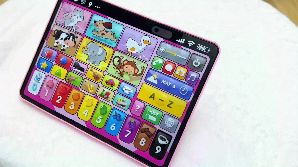Trilingual Toddler Learning Tablet Toy — 39 Buttons 4 Play Modes Alphabet Numbers Colors Animals Music, Speech Therapy & Language Development Toy for Baby 12 Months+ Boys Girls, Birthday Christmas Gift