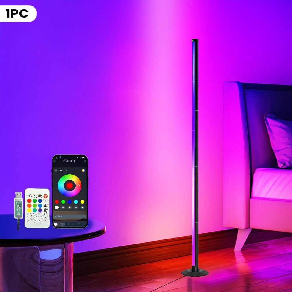 Smart LED Floor Lamp Modern Minimalist – Mood Lighting App & Remote Dual Control Backlight Ambient Light for Bedroom Office Gaming Study Room Holiday Gift 1 or 2 Pack