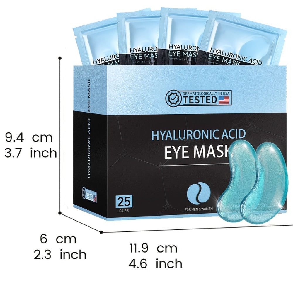 Hyaluronic Acid Eye Mask 25pcs – Collagen & Glycerin Under Eye Patches for Dark Circles, Puffiness & Deep Hydration, Korean Skincare Jelly Eye Patches Gift for Women All Skin Types