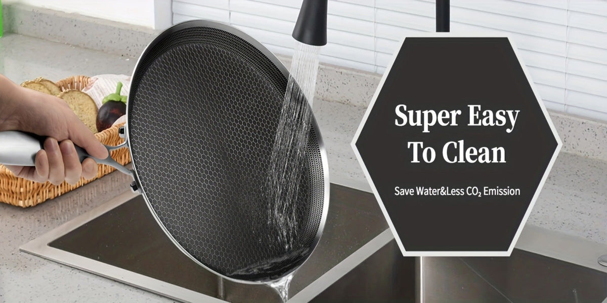 Stainless Steel Crepe Pan 11 Inch Dual Honeycomb Non-Stick PFOA-Free with Lid – Triply Steel Pancake Griddle for Tortillas | Induction Gas Electric Ceramic Compatible Home Camping BBQ Cookware