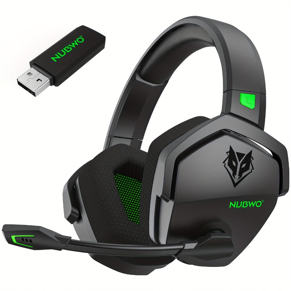 2.4GHz Wireless Gaming Earphones NUBWO G06, 7.1 Surround Sound, 23ms Ultra-Low Latency, 100H Battery, Dual Directional Mic, PC PS5 Console Mobile Compatible, Bluetooth & Wired Modes, Black