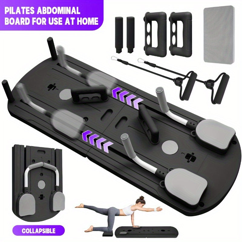 Home Pilates Training Board 8-in-1 – 350LB Capacity, PP Anti-Distortion, Foldable with Resistance Bands & Non-Slip Feet for Shoulders, Abs & Full Body Strength Training