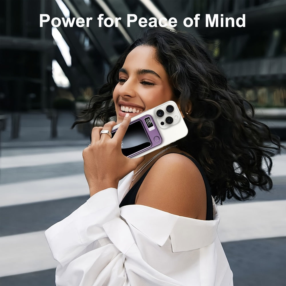 MagSafe Compatible Magnetic Wireless Power Bank 5000mAh 10000mAh – 22.5W PD20W Fast Charging Portable Charger with LED Display, Dual Output & Dual Input for iPhone 17 16 15 14 13 12 & Android